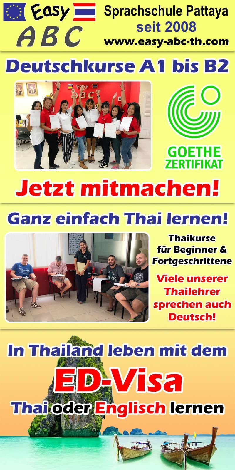 Easy abc sprachschule pattaya seit 2008 thaikurse deutschkurse ed visa