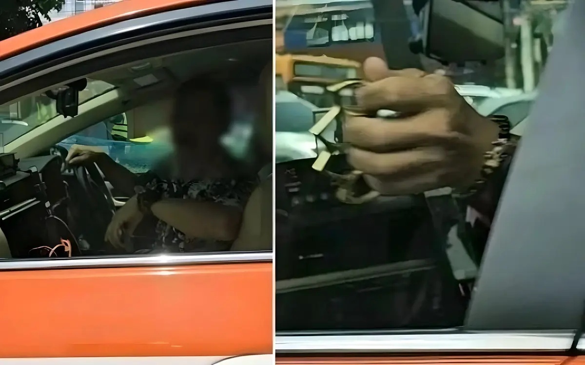 Gefaehrliche jagd in bangkok bewaffneter taxifahrer terrorisiert anderen fahrer auf offener strasse