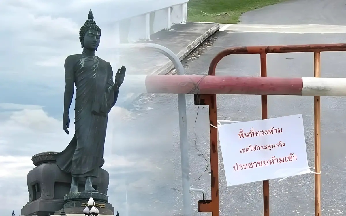 Warnschild im heiligen buddhistischem park wer die parkregeln verletzt wird erschossen