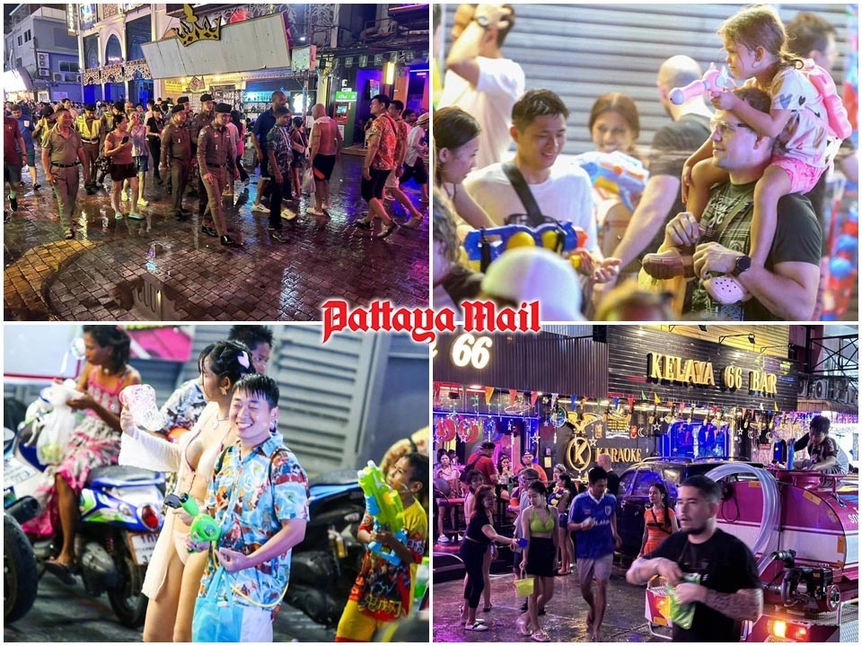 Pattaya walking street wird mit songkran feierlichkeiten belebt