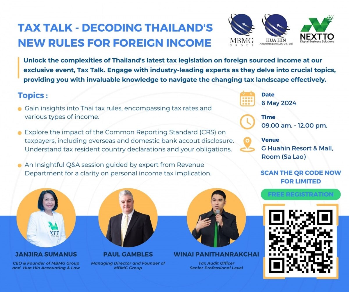 Tax talk - Ausländische Einkünfte und Versteuerung - Experte der thailändischen Steuerbehörde veröffentlicht aktuelle Informationen