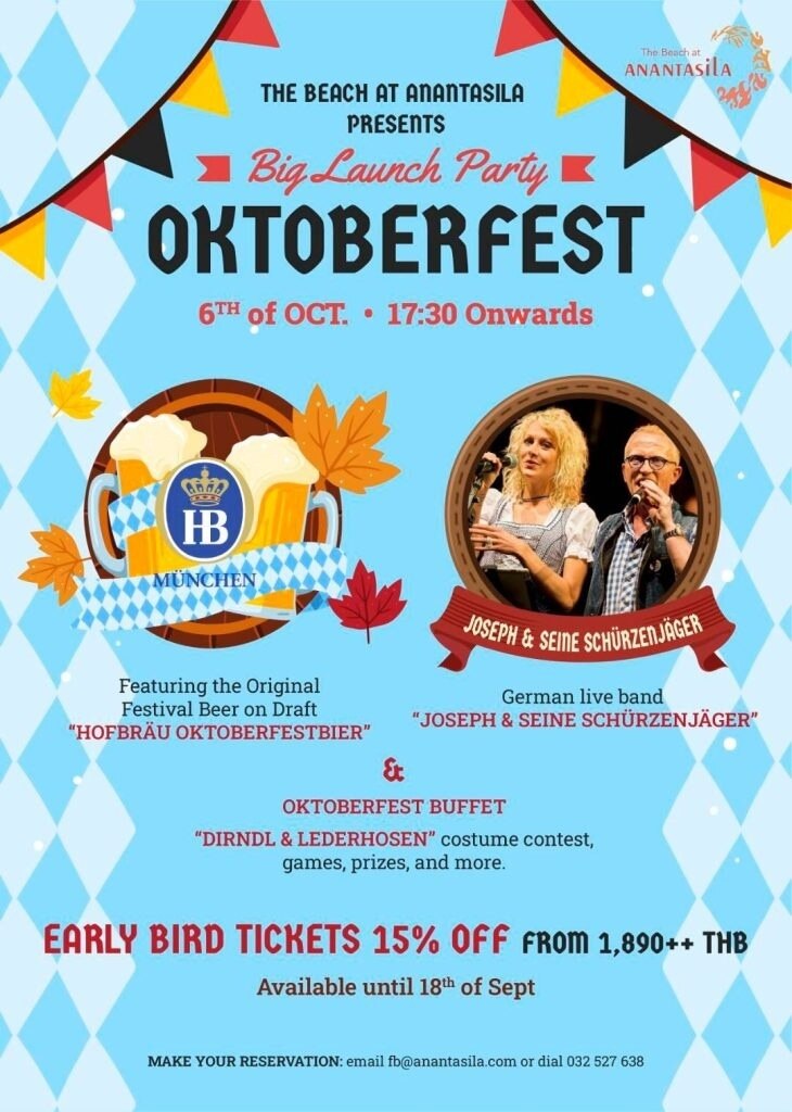 Verpassen Sie nicht das Oktoberfest in Hua Hin im Anantasila am 6. Oktober