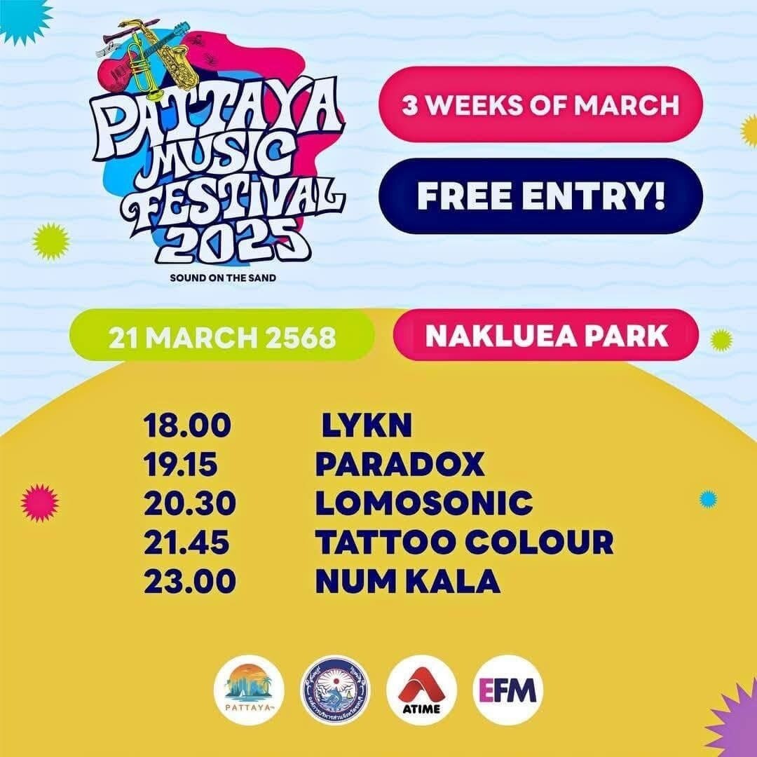 Pattaya Music Festival 2025: Ein musikalisches Highlight mit sechs Bühnen und Top-Acts im März - Liste aller Künstler