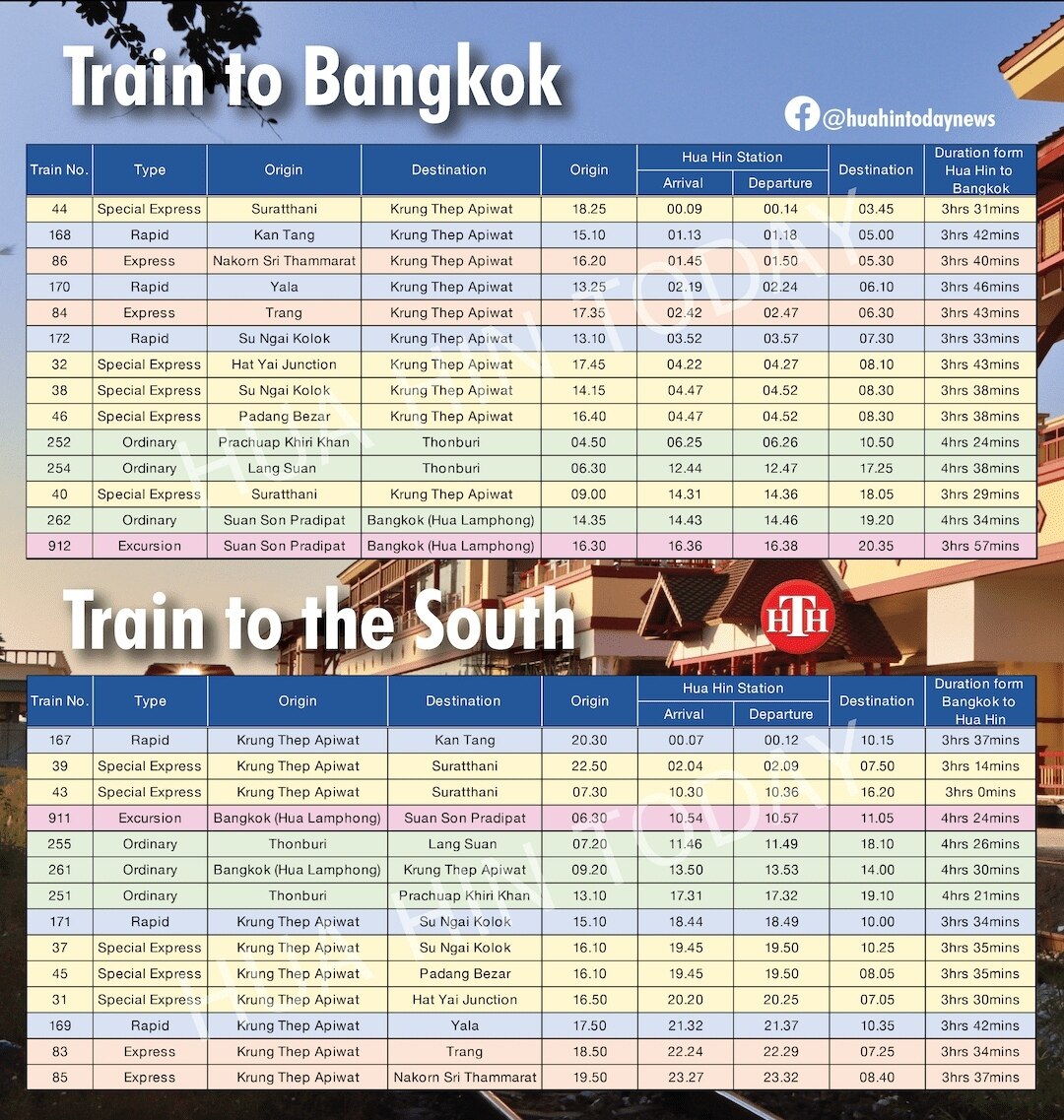 Fahrplan und Fahrkartenkauf für Züge zwischen Hua Hin und Bangkok