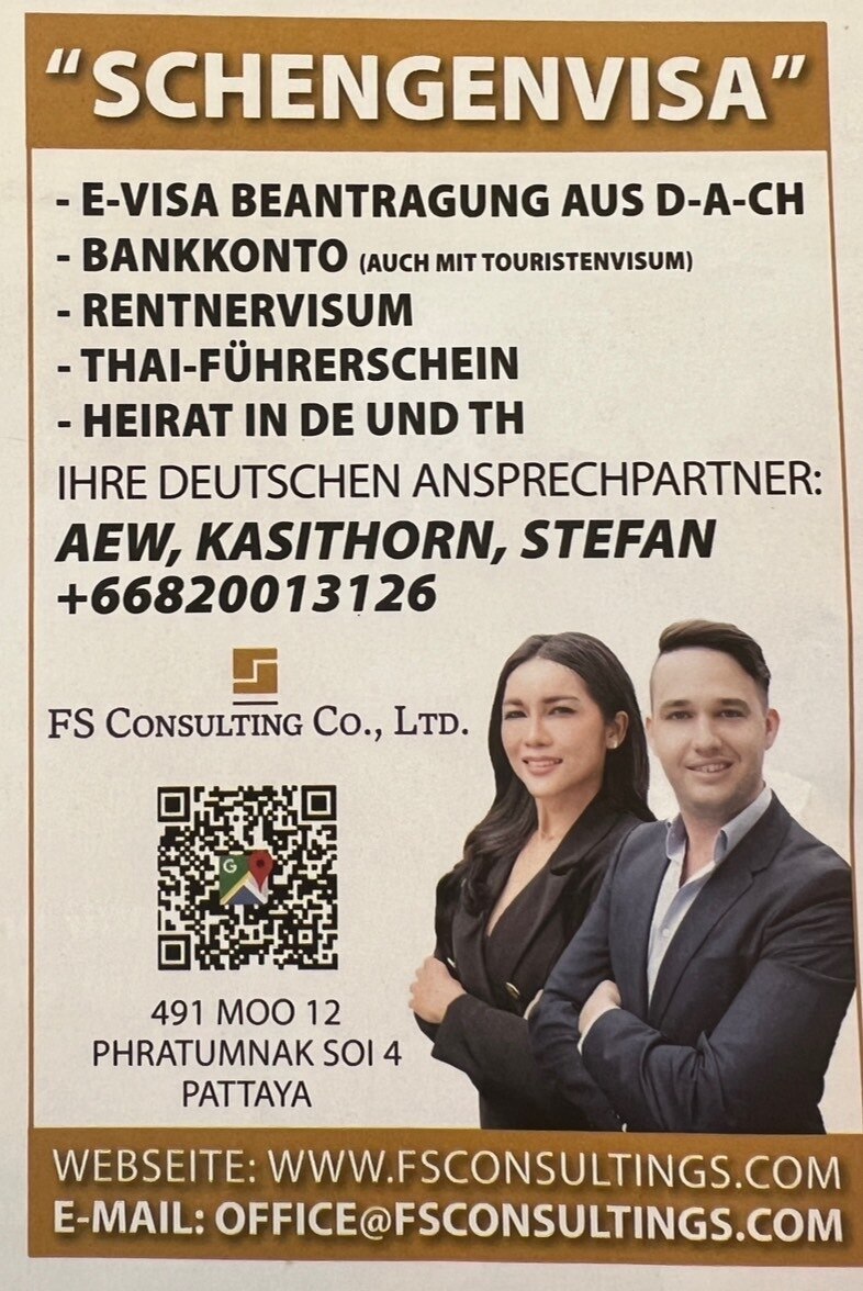 Fs consulting co ltd pattaya schengenvisum evisum rentnervisum th bankkonto v2