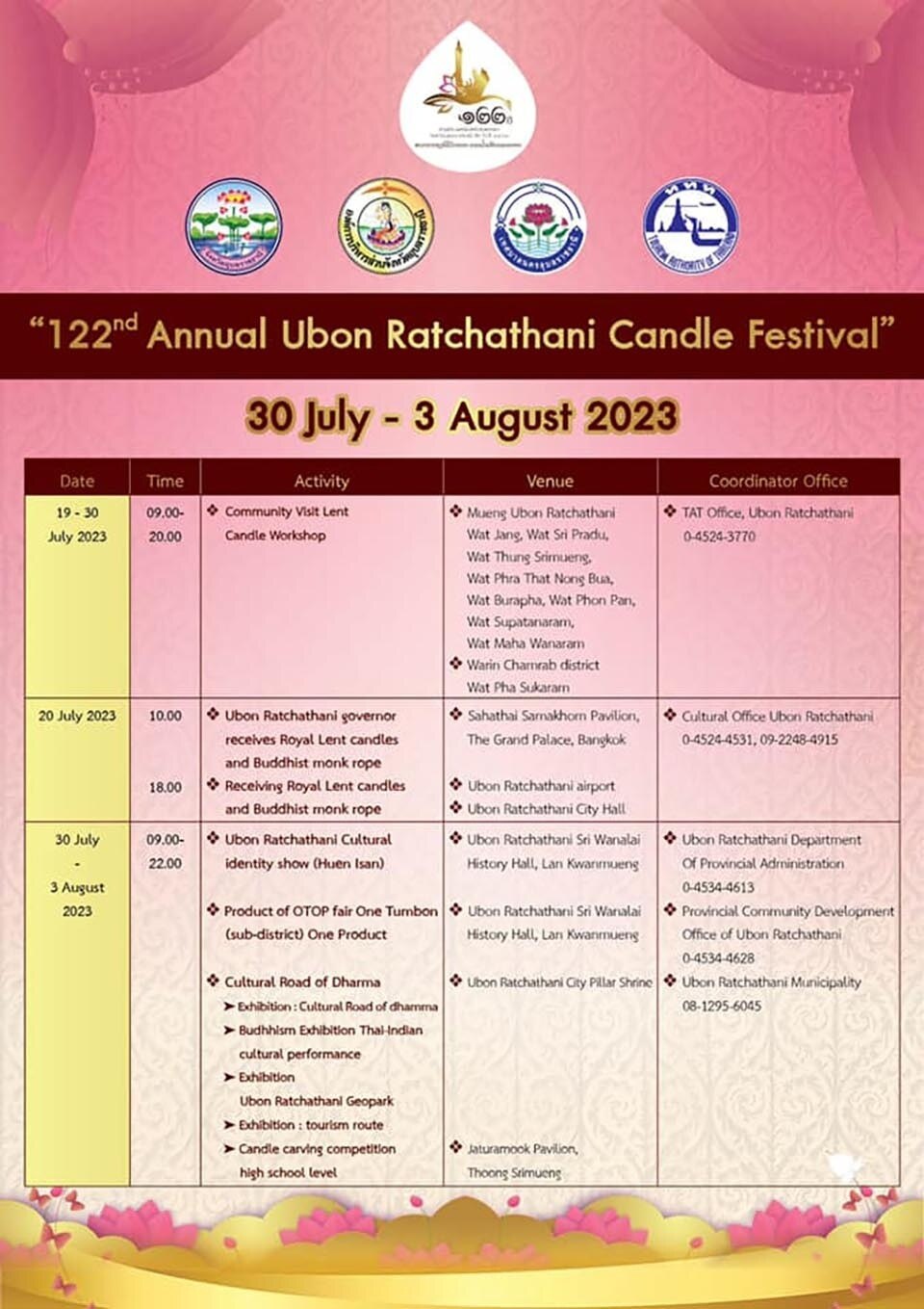 Ubon Ratchathani Candle Festival in Thung Sri Mueang bis zum 3. August