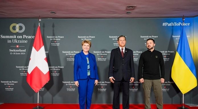 Thailandische Delegation unter Leitung von H.E. Herrn Russ Jalichandra gibt Statement auf Friedensgipfel in Bürgenstock, Schweiz ab