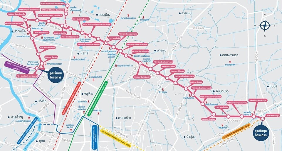 Kostenlose Testfahrt der &quot;Pink Line&quot; zwischen Min Buri im Osten Bangkoks und Khai Rai in Nonthaburi bis zum 3. Dezember