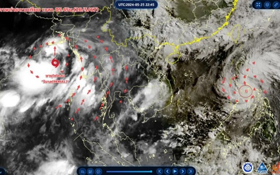 Der zyklon remal im oberen golf von bengalen wird die wetterbedingungen in thailand nicht direkt