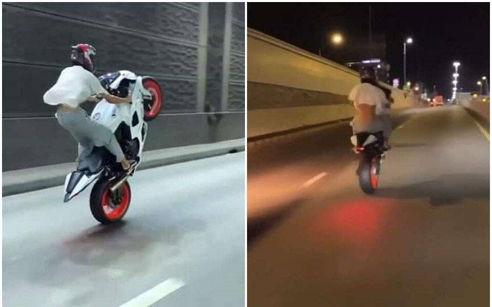 Gefährlicher Wheelie-Stunt