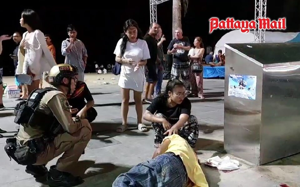 Haeuslicher streit wird am strand von pattaya gewalttaetig