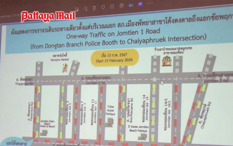 Jomtien wird waehrend der verschoenerung des strandes eine einbahnstrasse einrichten