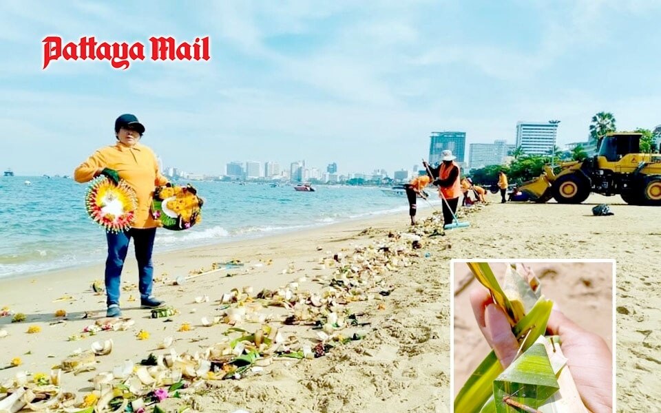 Scharfe naegel in krathongs stellen eine gefahr fuer strandbesucher dar