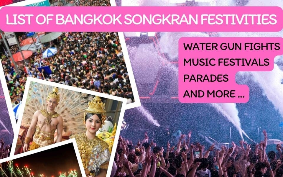 Liste der Songkran-Festivitäten in Bangkok - Wasserpistolenschlachten, Musikfestivals, Paraden und mehr