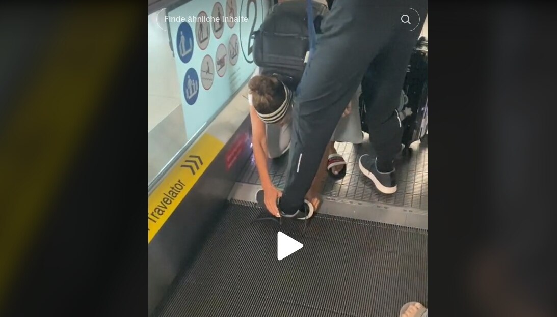 Déjà-vu - Schreckmoment am Flughafen Suvarnabhumi: Deutscher Tourist bleibt mit Schuh an Rolltreppe stecken (Video)