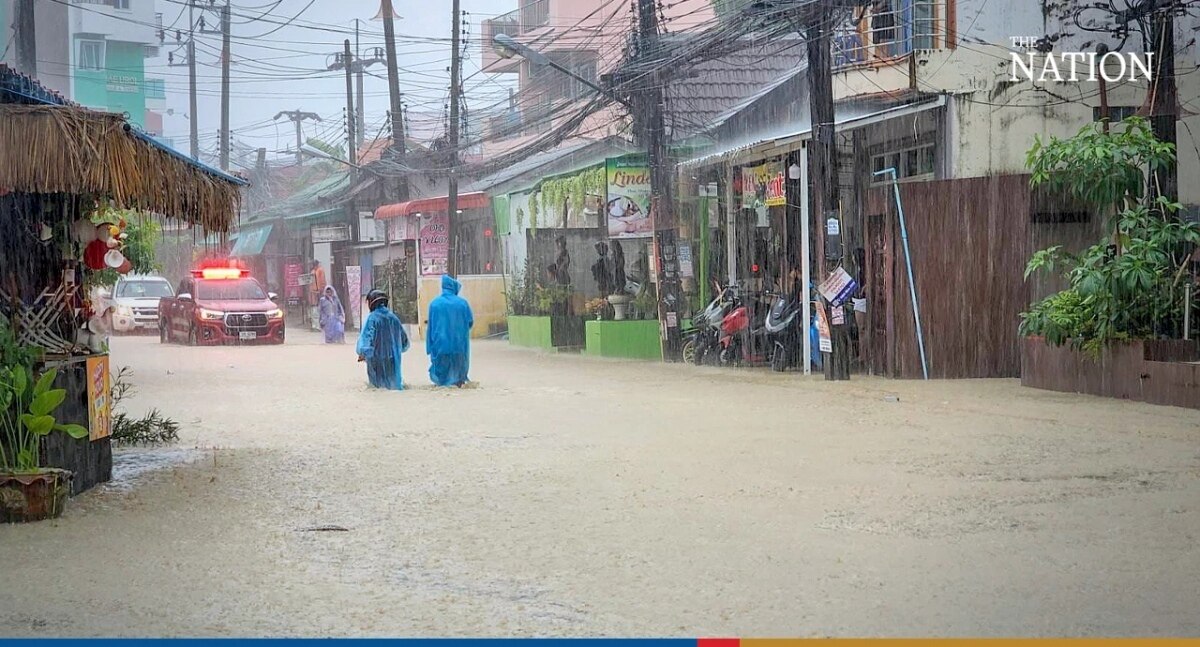 Wetterwarnung: Monsuntrog, schwere Überschwemmungen in Phuket, Straßen 1 Meter unter Wasser, Gebäude beschädigt (Fotos)