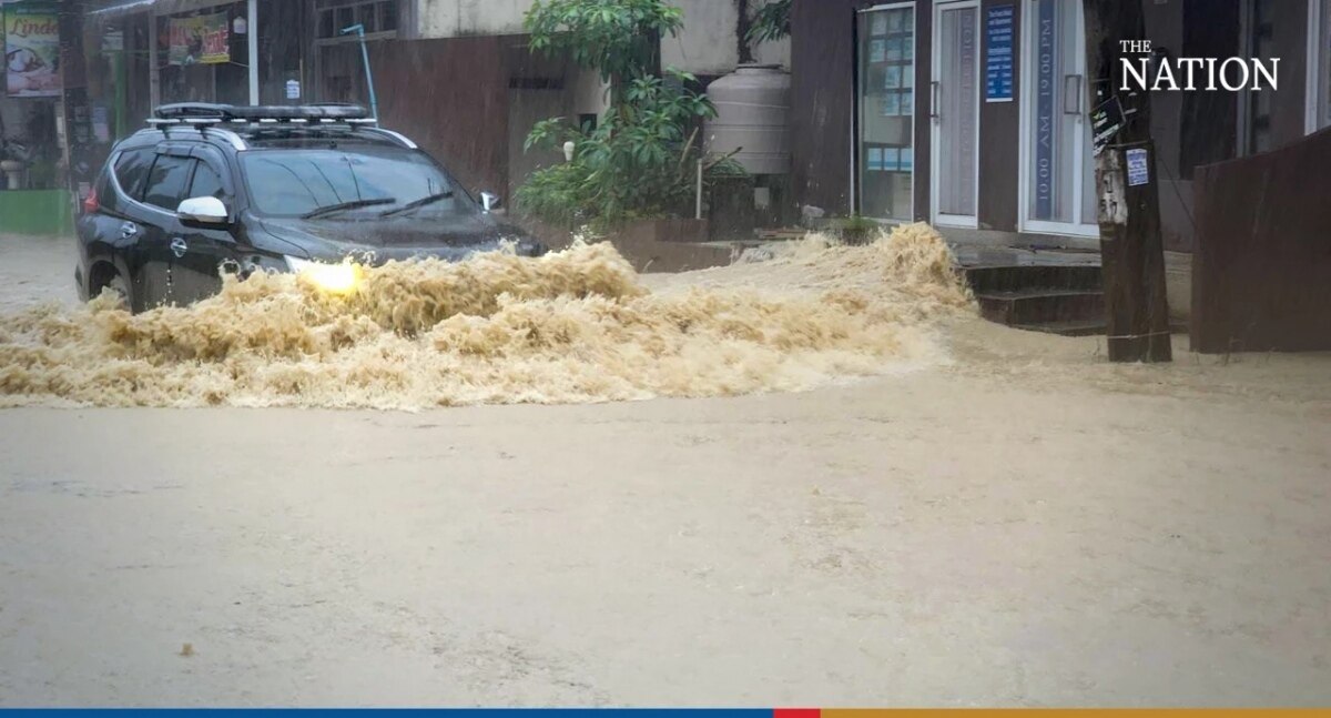 Wetterwarnung: Monsuntrog, schwere Überschwemmungen in Phuket, Straßen 1 Meter unter Wasser, Gebäude beschädigt (Fotos)