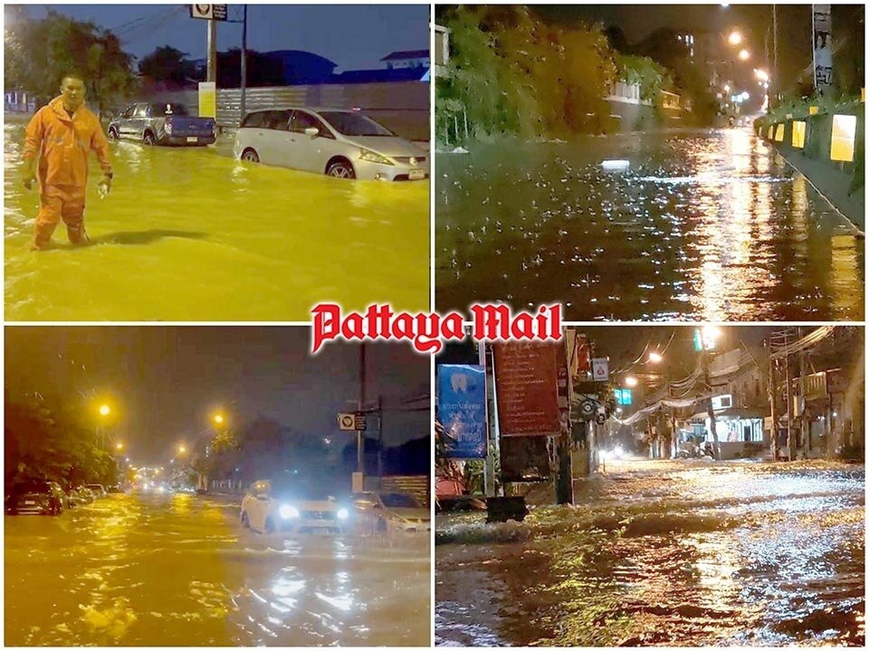 Sintflutartige Regenfälle führen in der Nacht zum Samstag zu weitreichenden Überschwemmungen in Pattaya