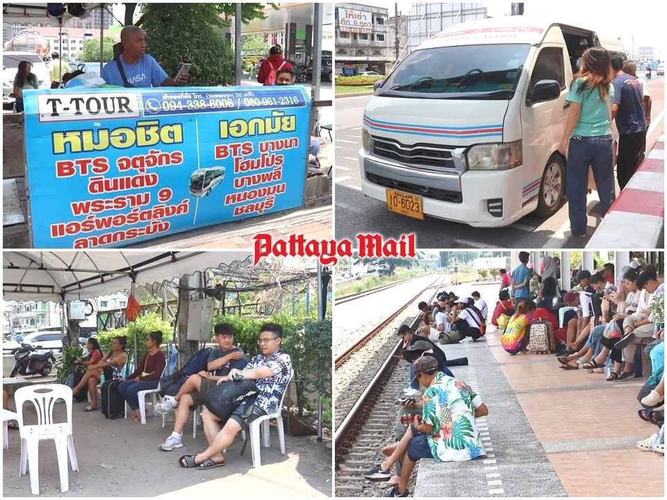 Der Bahnhof von Pattaya ist voll mit Songkran-Reisenden, die nach Bangkok zurückkehren