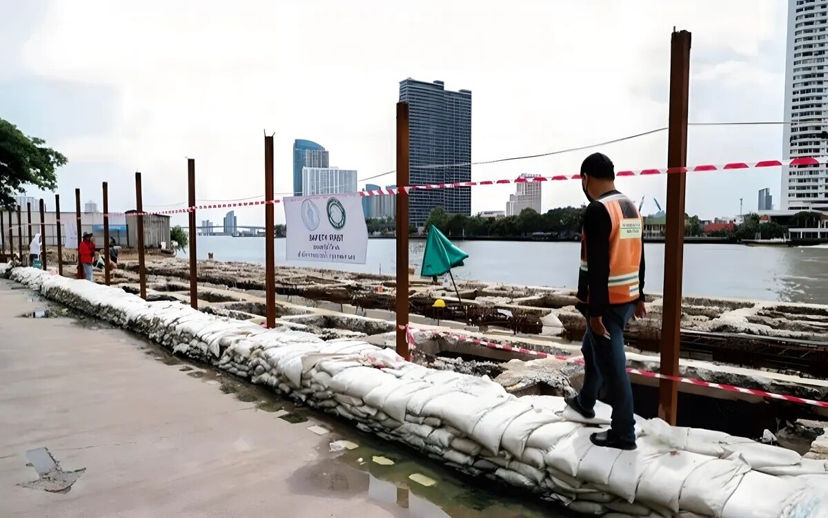 1 5 m sandsaecke zur verstaerkung der ufer des chao phraya