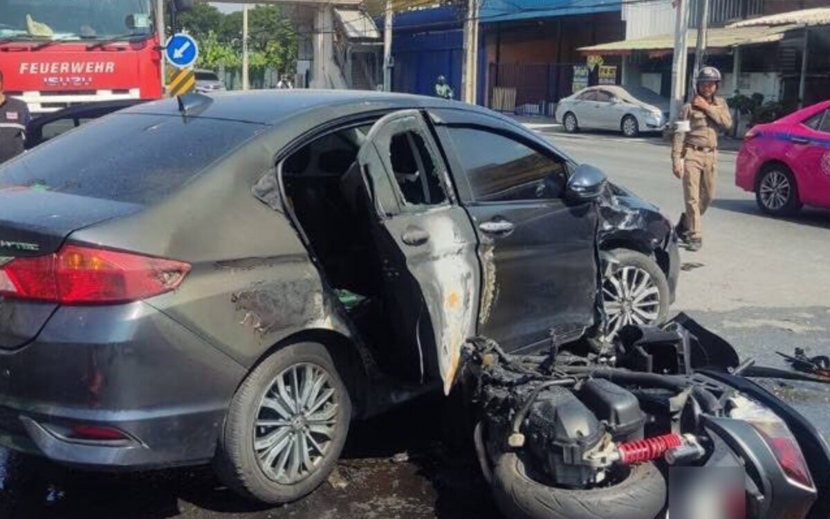 17 jaehriger stirbt bei kollision in nonthaburi motorrad brennt video