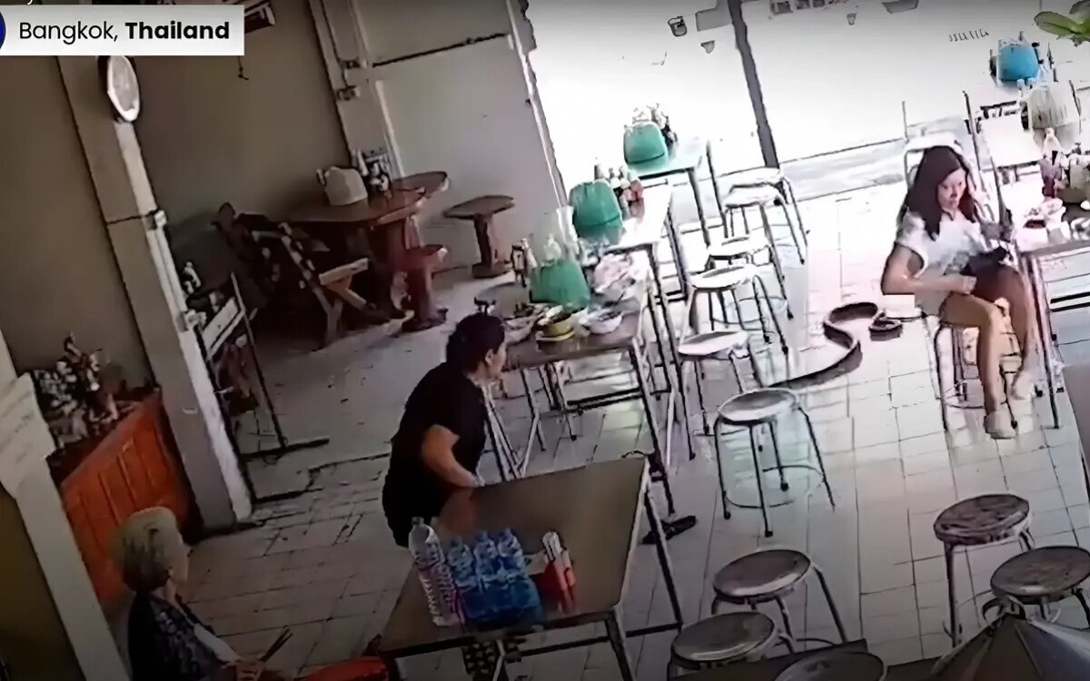 3 meter python sorgt fuer schrecken in belebtem bangkoker restaurant video