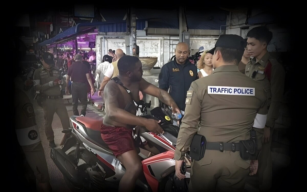 Aufsehen erregend auslaender ignoriert verkehrsregeln und sorgt fuer chaos in pattaya verschluckte