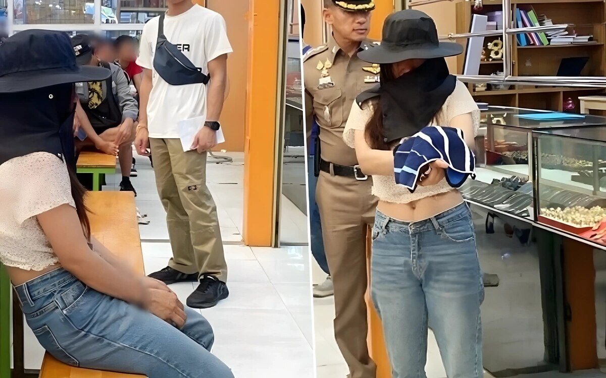 Auslaenderin beim halskettendiebstahl in samut prakan erwischt ein verzweifelter akt oder geplanter