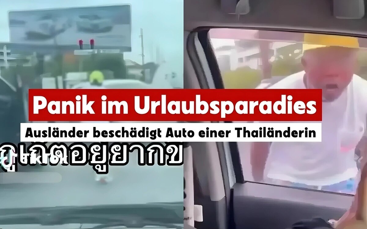 Ausländischer Fahrer beschädigt bei Streit das Auto einer Thailänderin (Video)