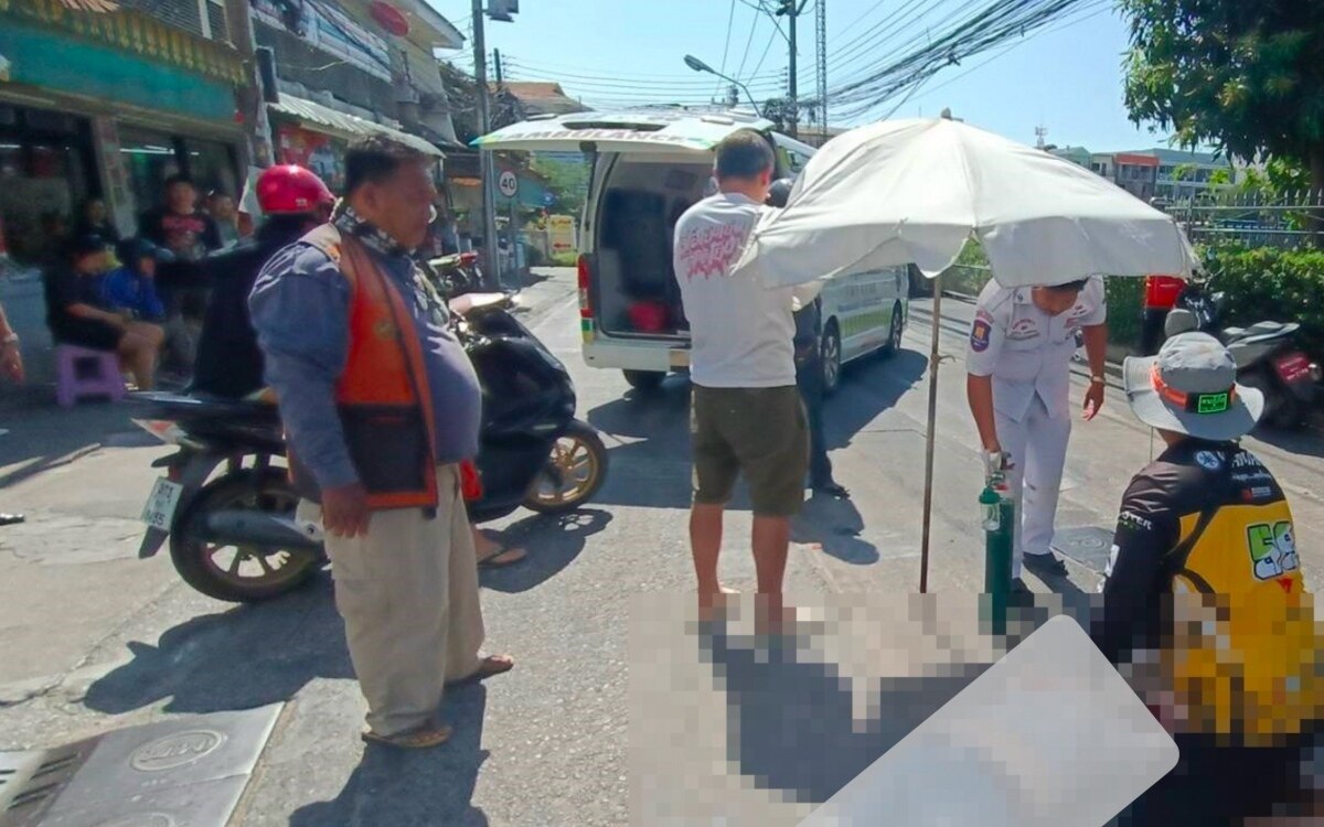 Auslaendischer motorradfahrer stirbt bei heftigem frontalunfall in pattaya zwei weitere verletzte