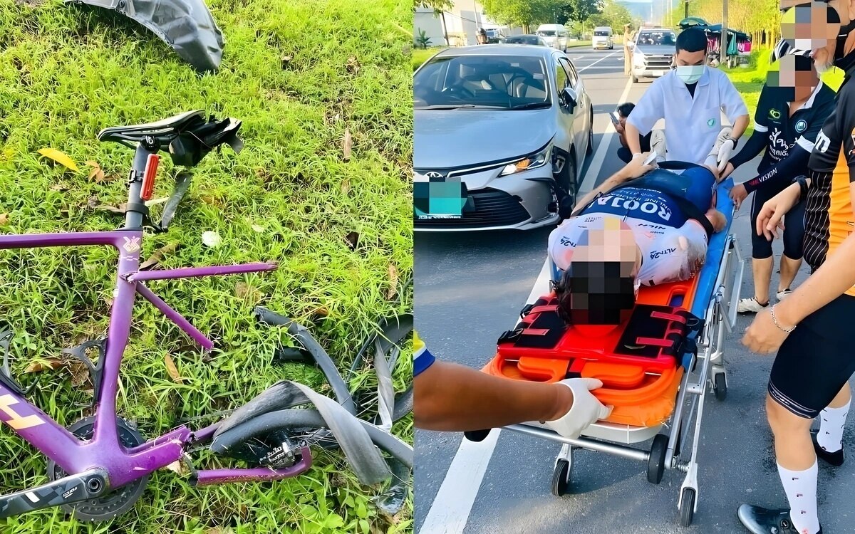 Auslaendischer radfahrer nach zusammenstoss mit taxi am flughafen phuket schwer verletzt