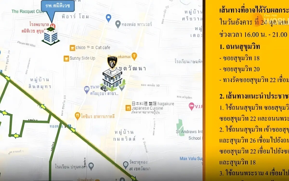 Autofahrern wird empfohlen die sukhumvit soi 18 und soi 20 am dienstag zu meiden