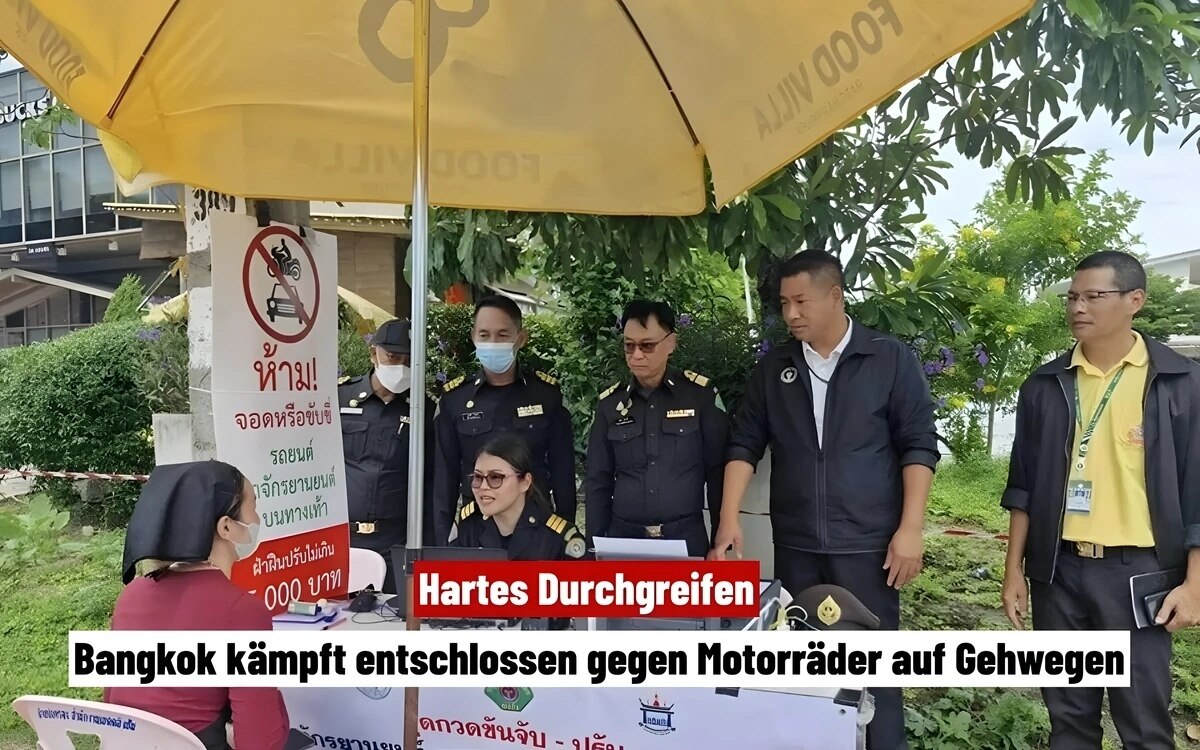 Bangkok kaempft gegen motorraeder auf gehwegen bussgelder ueber 1 5 millionen baht seit november