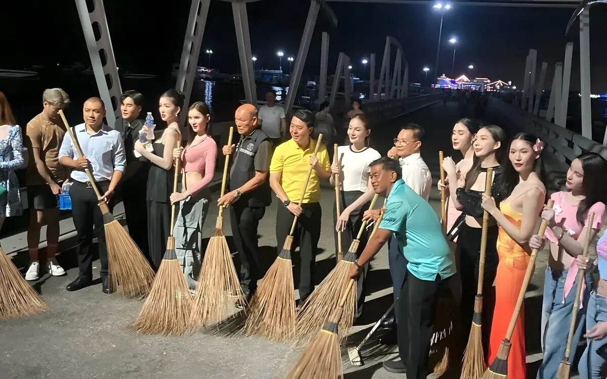 Bürgermeister vereint 300 Unternehmer zur Großreinigung am Bali Hai Pier in Pattaya, um Tourismus zu fördern