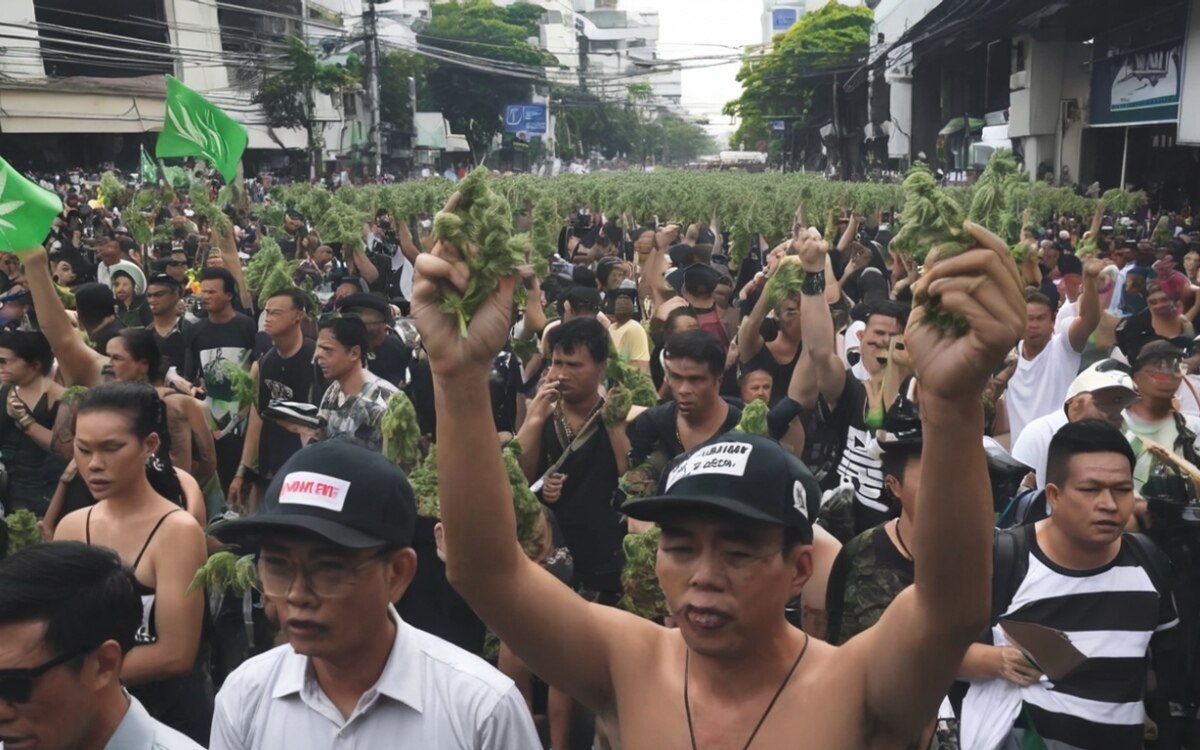 Cannabis future network plant grossen protest vor regierungsgebaeude