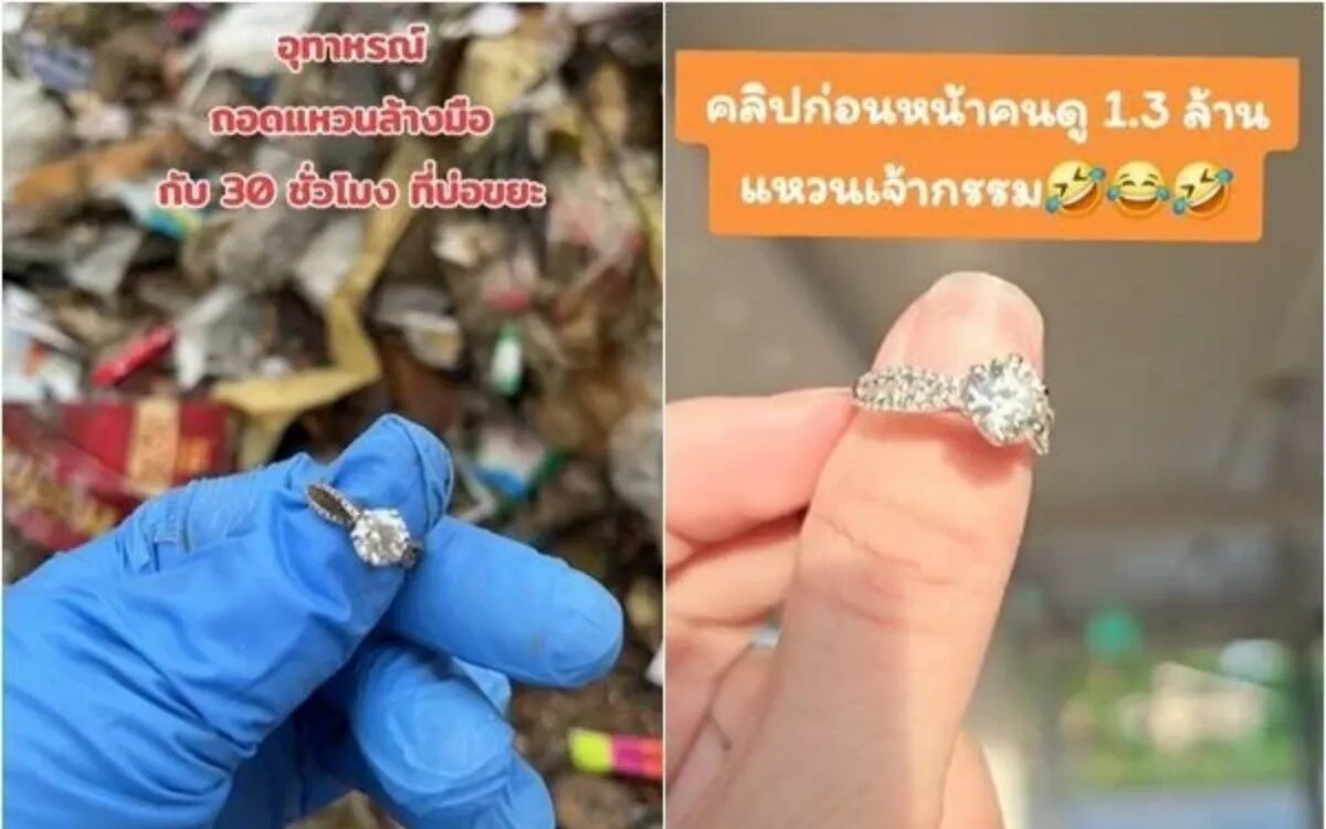 Diamantring nach 30-stündiger Suche auf Mülldeponie in Nakhon Phanom gefunden