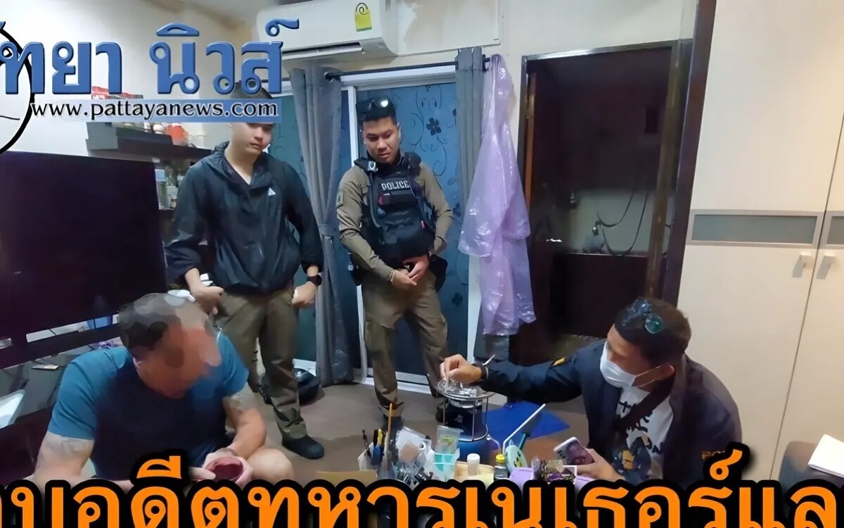 Die polizei von pattaya verhaftete einen ehemaligen niederlaendischen soldaten der crystal meth bei