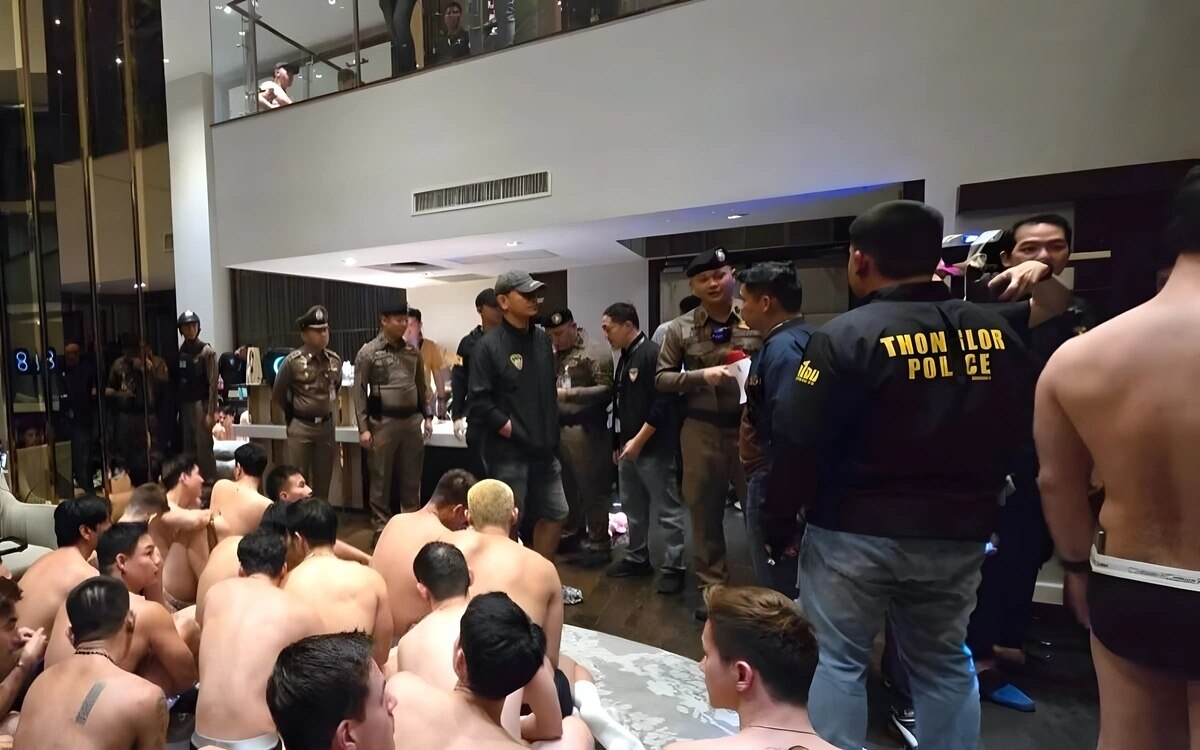 Drogen gefunden ueber 100 personen in unterwaesche bei einer party in einem bangkoker hotel