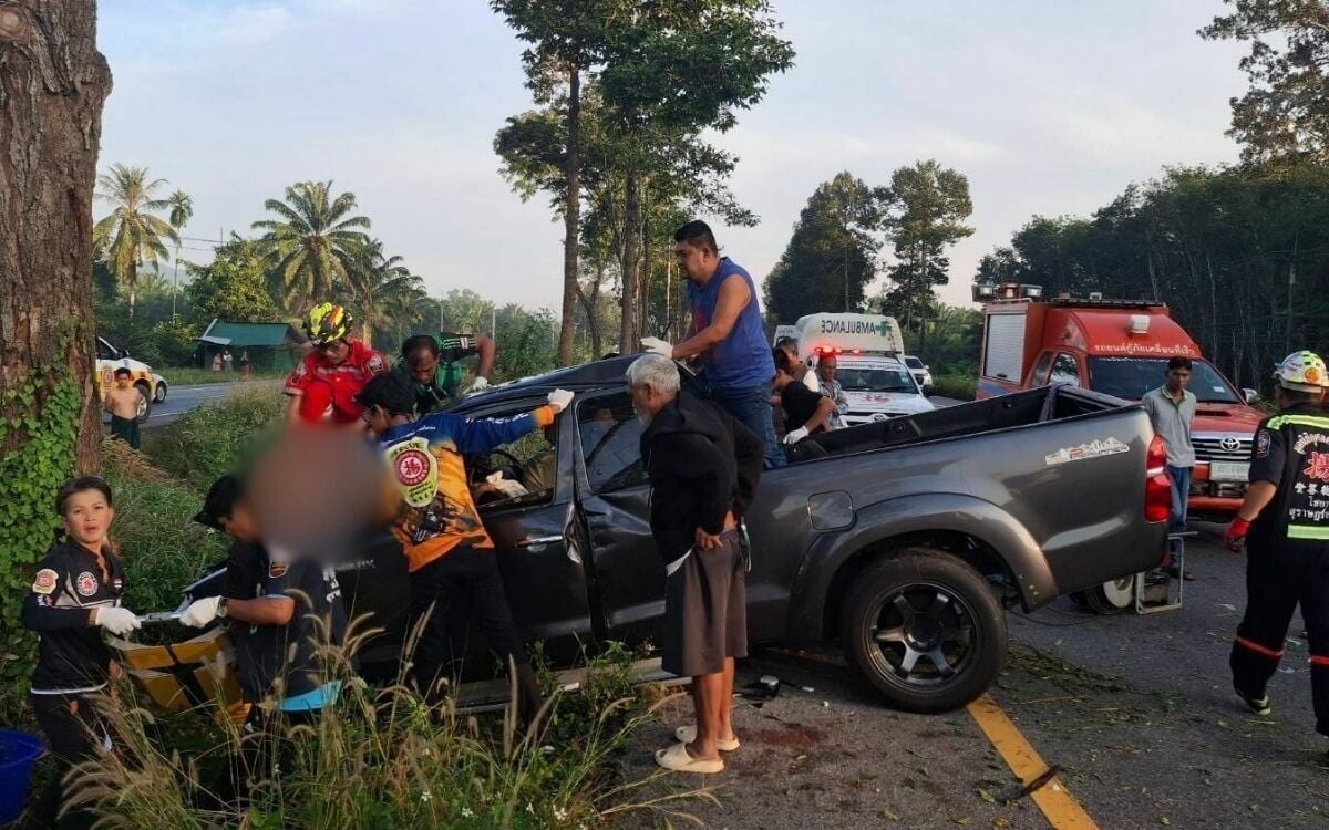 Familie in Surat Thani ums Leben gekommen: Sieben Tote bei verheerendem Pickup-Unfall, darunter 2-jährige Zwillinge