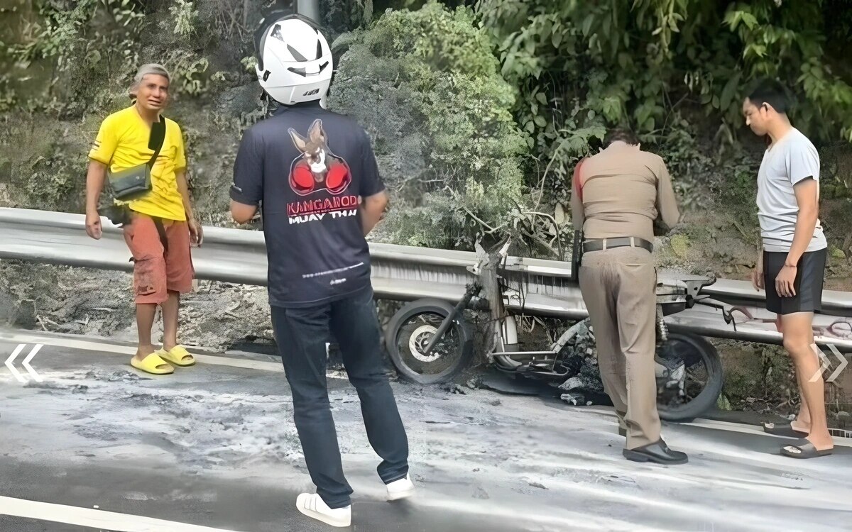 Glueck im unglueck auslaender ueberlebt motorradbrand in patong hill mit leichten verletzungen