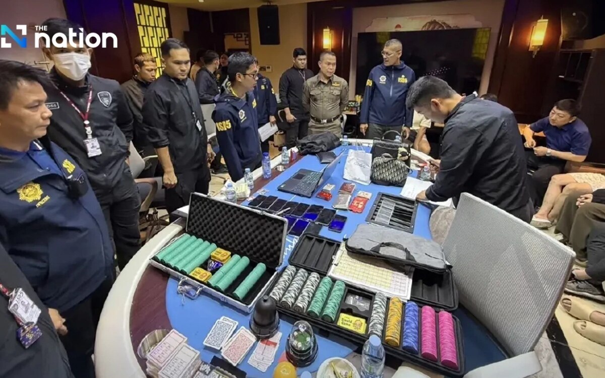 Grosse polizeirazzia 12 auslaender wegen illegalen gluecksspiels in bangkok festgenommen