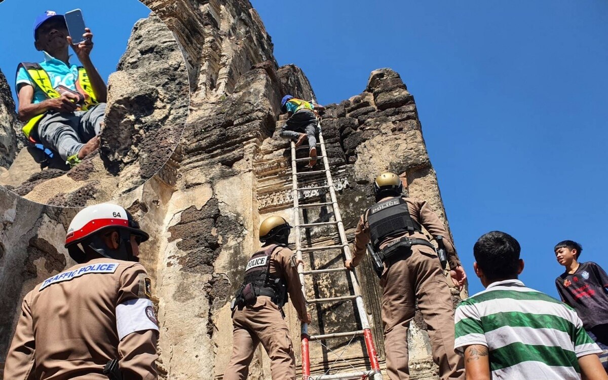 Heldentat in lopburi mutiger helfer rettet iphone einer auslaendischen touristin aus affenhand video