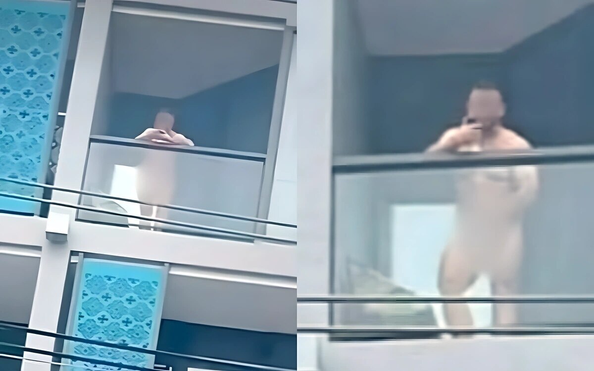 Nacktes Erwachen: Ausländer nackt auf Hotelbalkon in Phuket gefilmt - Video