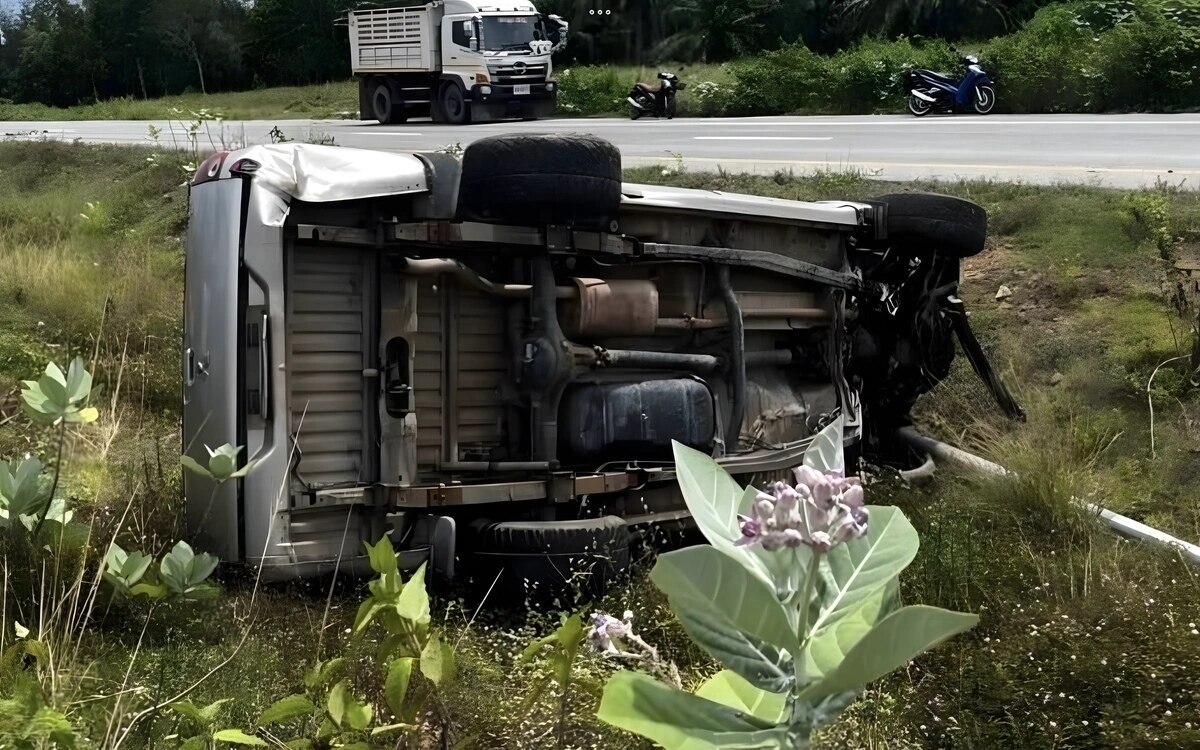 Neun verletzte bei schwerem pick up unfall in pattani familientragoedie auf dem highway 43