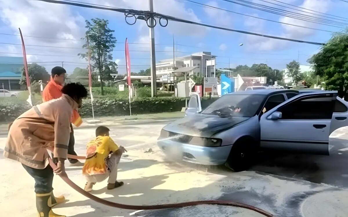 Nissan albtraum autoinferno an tankstelle in prachin buri besitzer verschwunden