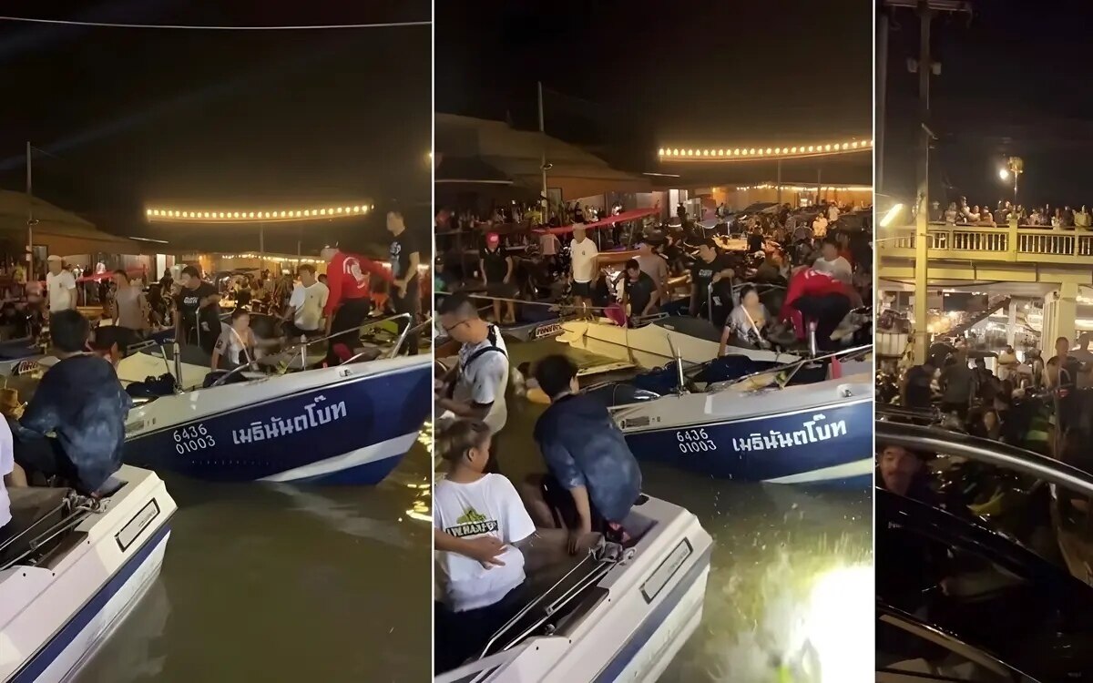 Panik bei konzert am beliebten schwimmenden markt boot sinkt video