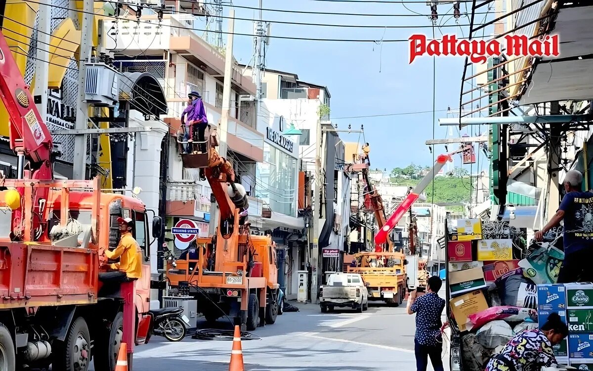 Pattayas stadtbild wird durch die verlegung von kabeln in den untergrund veraendert