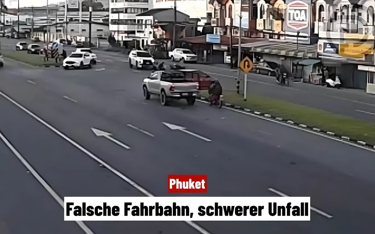 Phuket motorradfahrer faehrt in die falsche richtung und verursacht schweren unfall