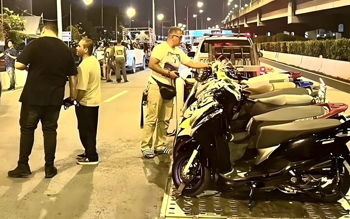 Polizei bringt ordnung ins verkehrschaos 68 motorraeder bei strassenrennen in bangkok beschlagnahmt