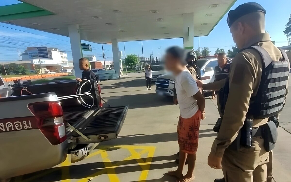 Schockierender vorfall an tankstelle in udon thani mann unter drogen terrorisiert angestellte